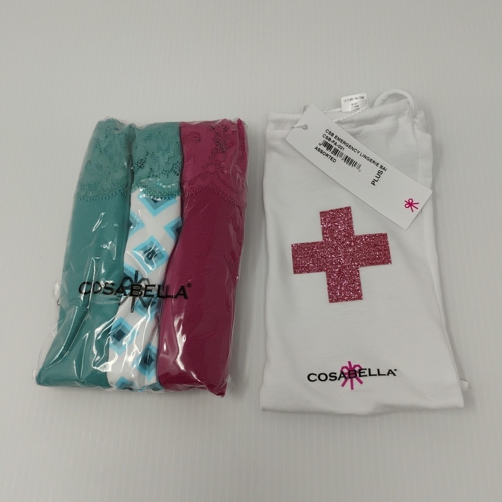 Cosabella Emergency Lingerie 3-Pack PLUS SIZE 1X-3X New in Sealed Package w Bag